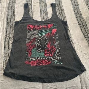 Fox Pink Grey and Teal Slit back tank top